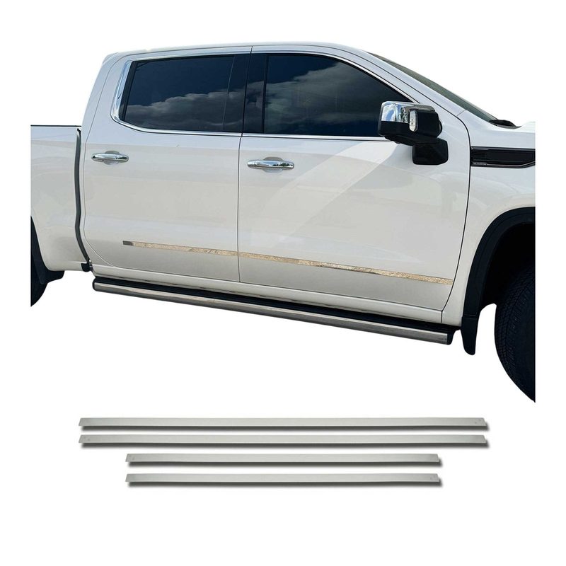 2015-2020 Ford F-150 Side Door Molding Trim Skirt Garnish Stainless Steel Silver 4 Pcs