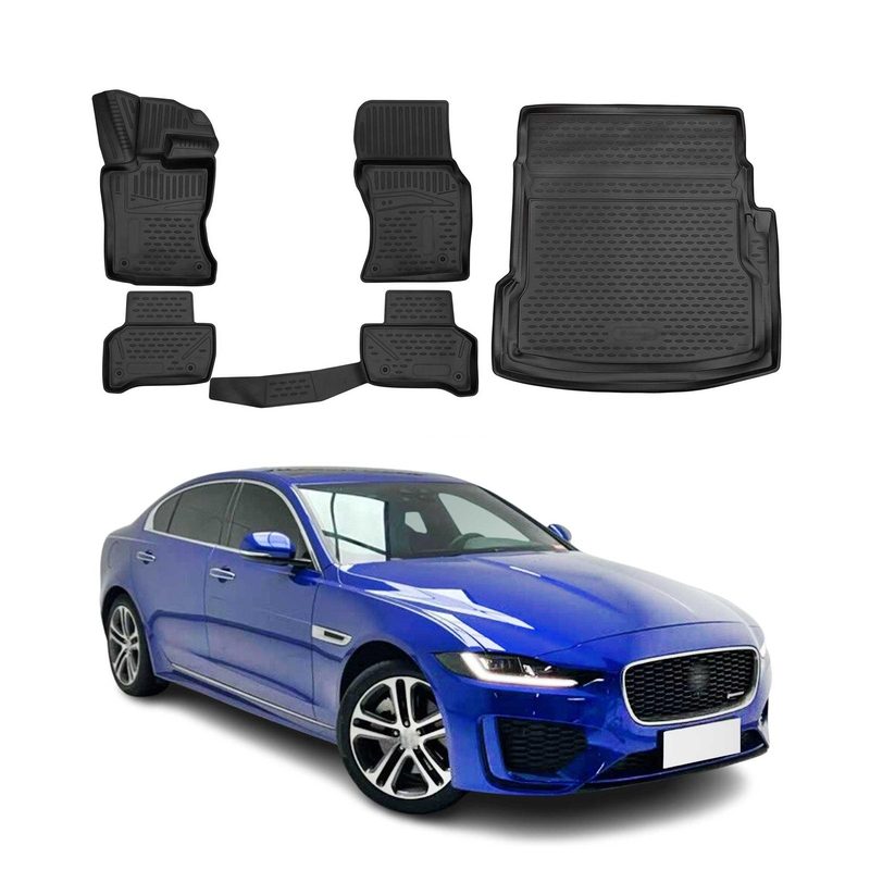 2020-2021 Jaguar XE Floor Mats & Cargo Liner Full Set All Weather Black