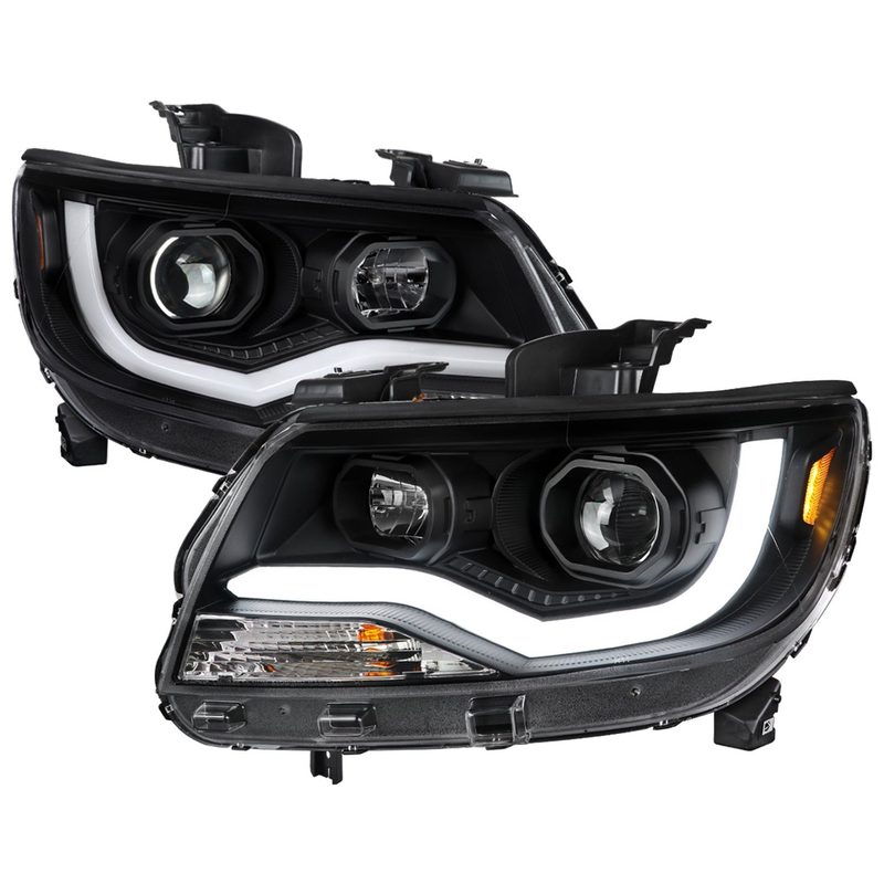 2015-2021 Chevy Colorado LED Bar Projector Headlights Matte Black/Clear Lens