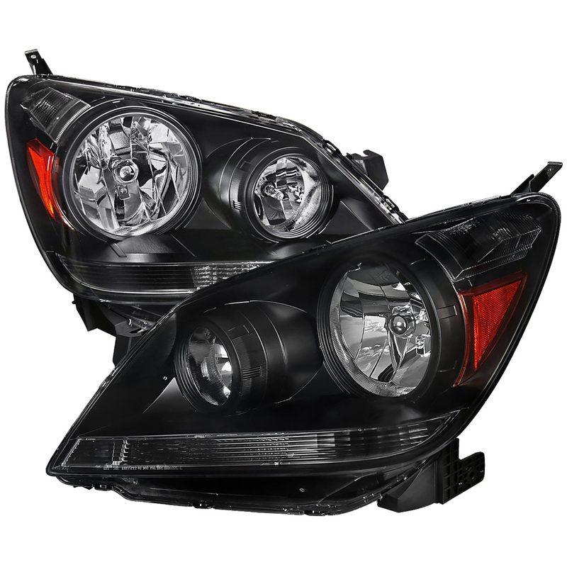 2005-2007 Honda Odyssey Factory Crystal Headlights 9006 Bulbs Matt Black/Clear