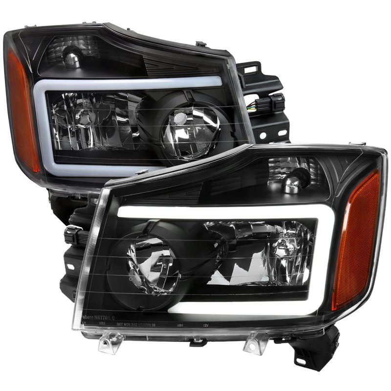 2004-2015 Nissan Titan / 2004-2007 Armada LED Bar Factory Headlights Matt Black
