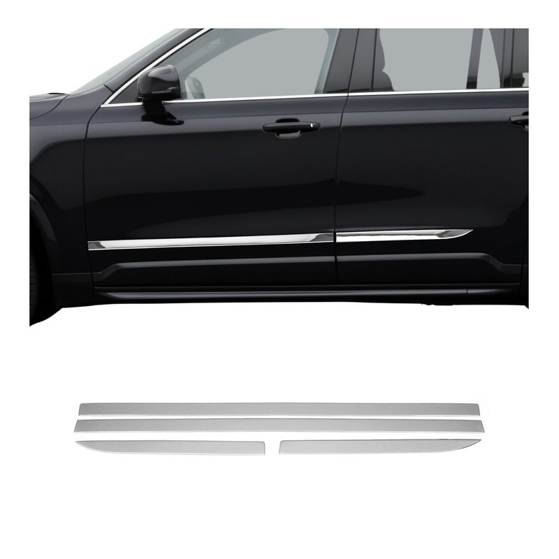 2016-2026 Volvo XC90 Side Door Molding Trim Skirt Garnish Stainless Steel Silver 4 Pcs