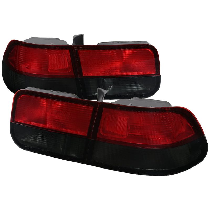 1996-2000 Honda Civic Coupe Tail Lights Chrome Housing/Red Smoke Lens
