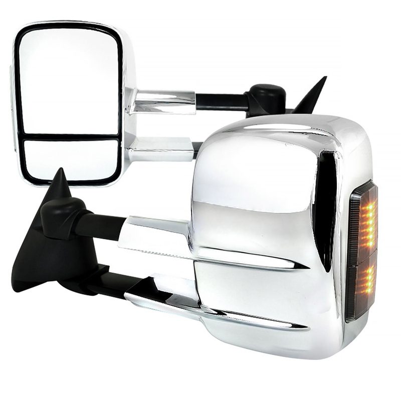 2003-2007 Chevy Silverado Heated Chrome Towing Mirrors Smoke &Turn Signal