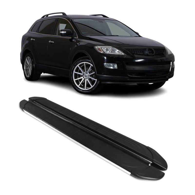 2007-2015 Mazda CX-9 Running Boards Side Steps Silver & Black