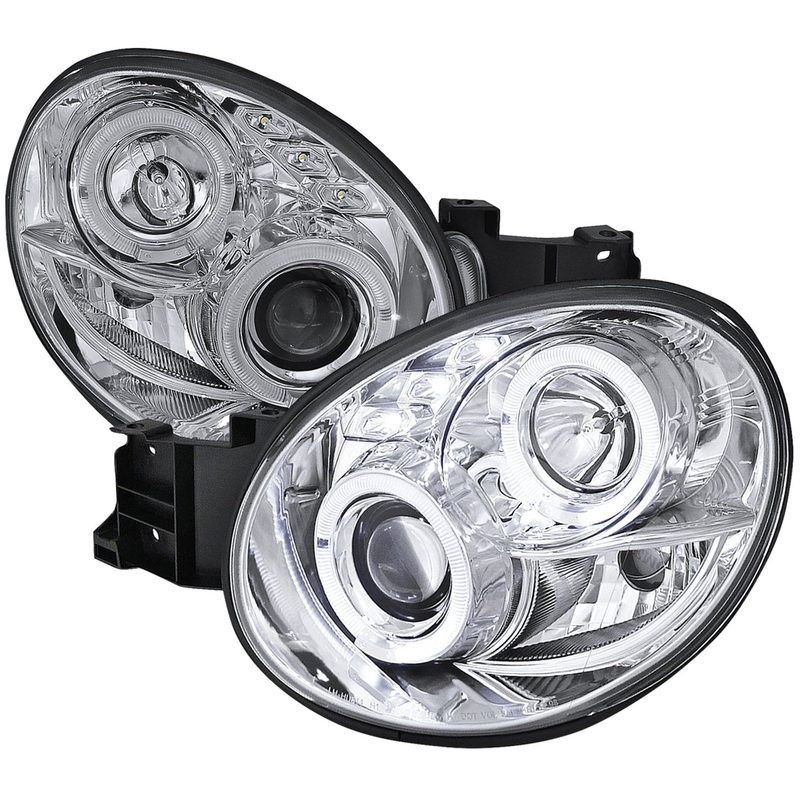 2002-2003 Subaru Impreza Dual Halo Bug Eye Projector Headlights Chrome/Clear