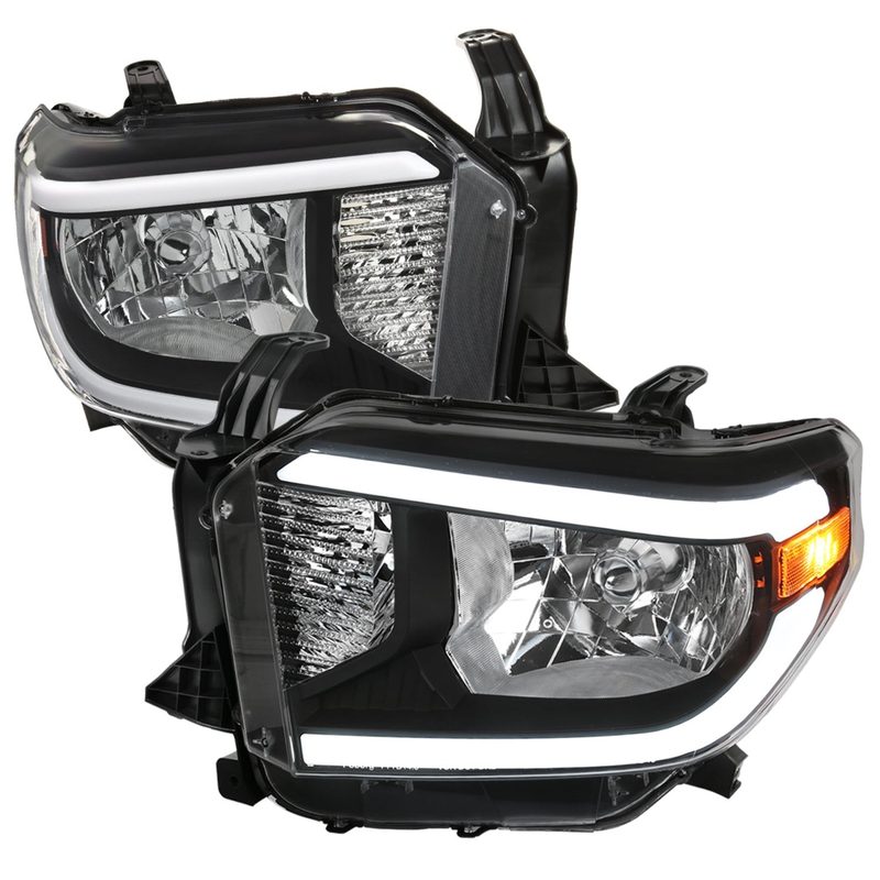 2014-2021 Toyota Tundra LED Bar Factory Style Headlights Matte Black/Clear