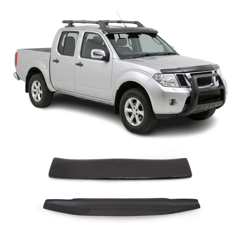 2005-2021 Nissan Frontier Windshield Sun Visor & Bug Shield Hood Deflector Kit 2Pcs Smoke