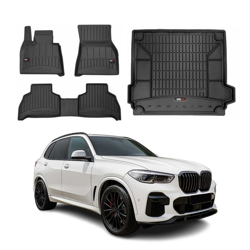 2019-2026 BMW X5 G05 Premium Floor Mats & Cargo Liner Full Set All Weather Heavy Duty Black