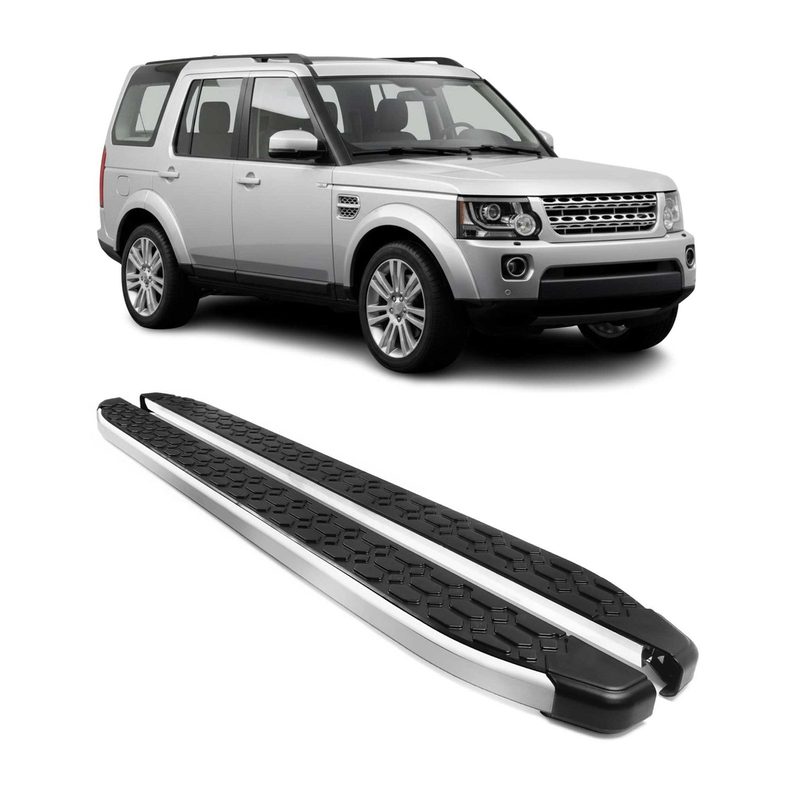 2005-2016 Land Rover LR3 LR4 Running Boards Side Steps Silver & Black