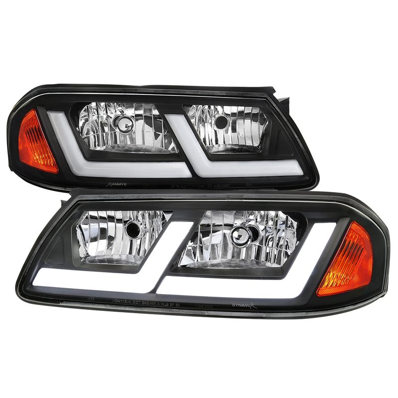 2000-2005 Chevy Impala LED Bar Factory Style Headlights Matte Black/Clear Lens