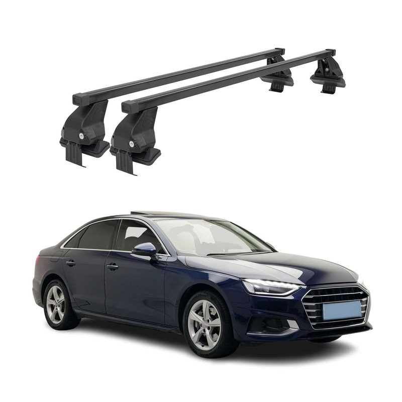 Top Roof Racks Cross Bars fits Audi A4 B9 Sedan 2020-26 FL 2Pcs Black Steel