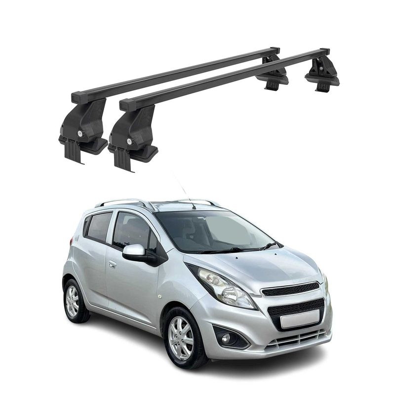 Smooth Roof Racks Cross Bars Carrier for Chevrolet Spark 2016-2022 Black 2Pcs
