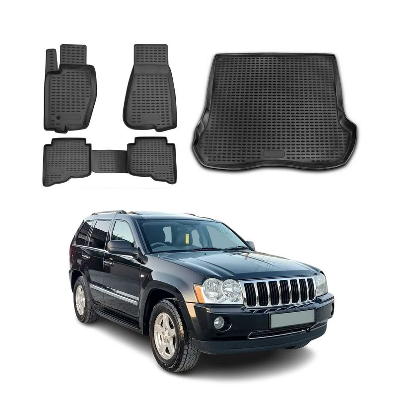 2005-2010 Jeep Grand Cherokee Floor Mats & Cargo Liner Full Set All Weather Black