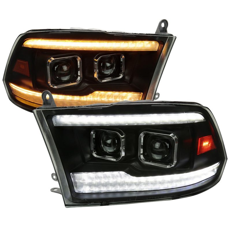 2009-2018 Dodge RAM 1500 / RAM 2500 3500 Headlights Matte Black/Smoked