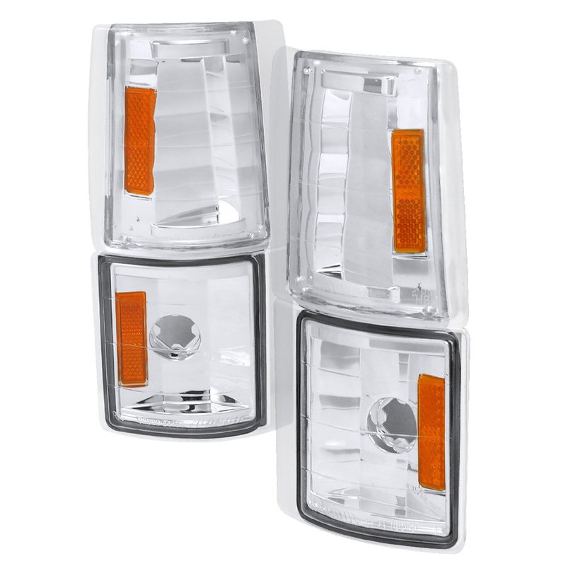 1994-1998 GMC Sierra/Yukon/Suburban Corner Lights Amber Reflectors Chrome