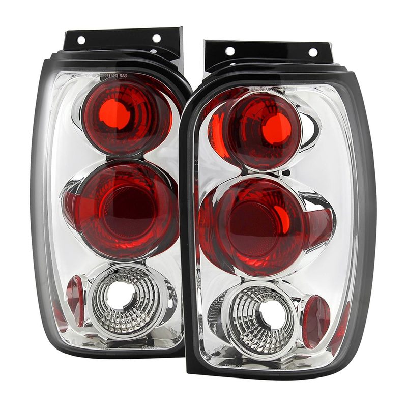1998-2001 Ford Explorer Mercury Mountaineer Tail Lights Chrome/Clear Lens