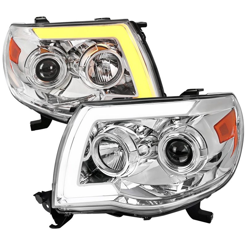 2005-2011 Toyota Tacoma LED Bar Projector Headlights Turn Signal Lights Chrome