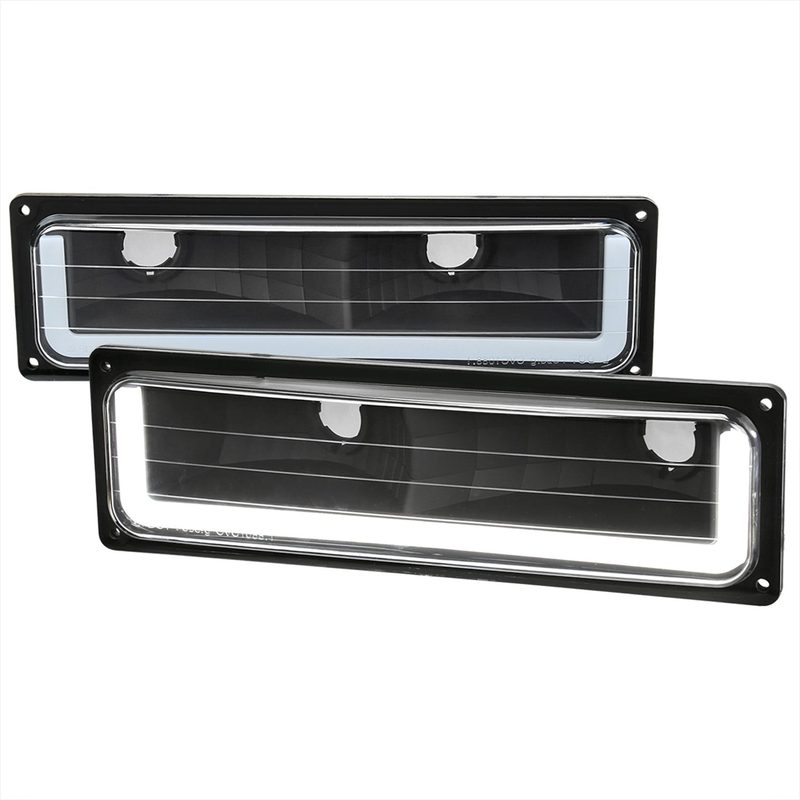 1988-1998 Chevy C10 GMC C/K LED Strip Bumper Corner Signal Lights Matt Black