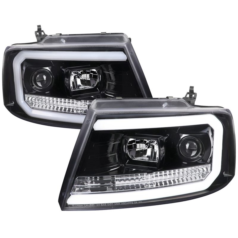 2004-2008 Ford F-150/ 06-2008 Lincoln Mark LT LED C-Bar Headlights Black