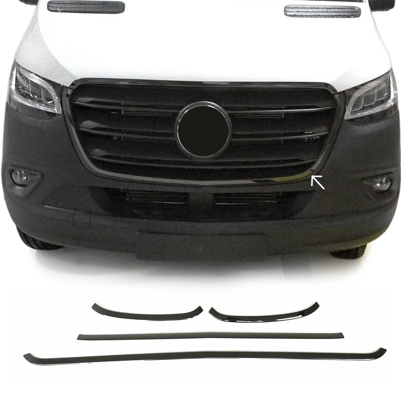 2019-2026 Mercedes Sprinter W907 910 Front Bumper Grill Trim Stainless Steel Dark 4x