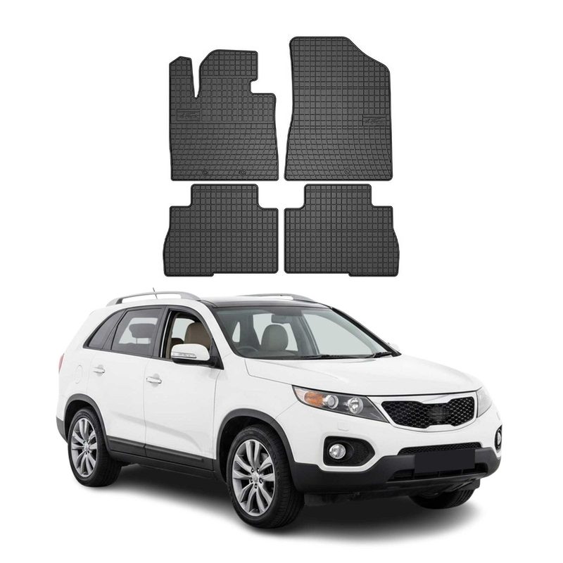 2014-2015 Kia Sorento Floor Mats Liners Full Set All Weather Rubber Black