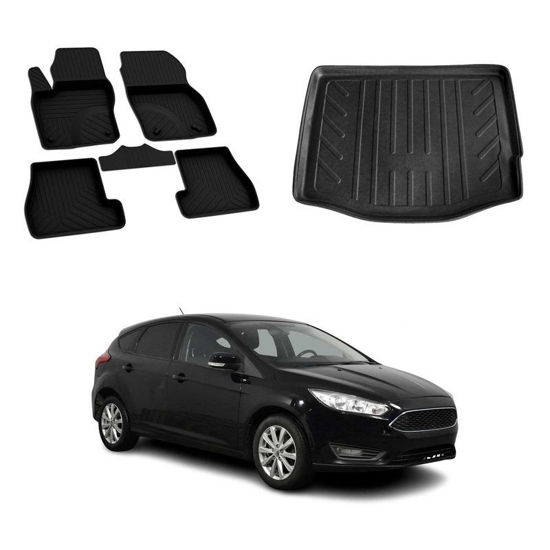 OMAC Floor Mats & Cargo Liners for Ford Focus 2012-2018 Hatchback Black