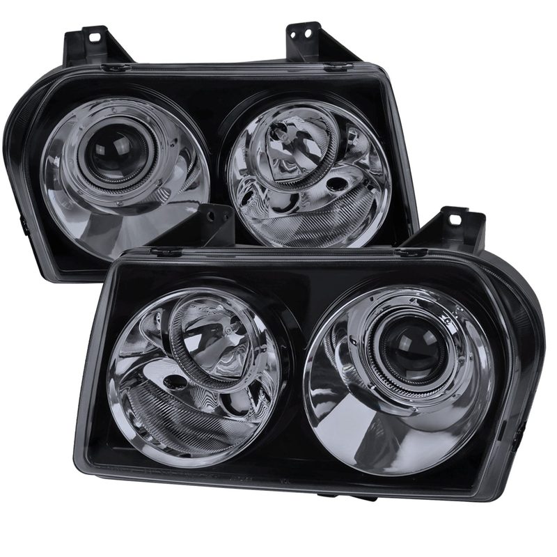 2005-2010 Chrysler 300 Base/LX/Touring Projector Headlights Glossy Black/Smoke