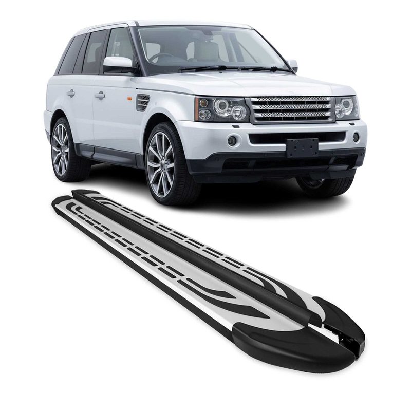 2006-2013 Land Rover Range Rover Sport Running Boards Side Steps Silver & Black