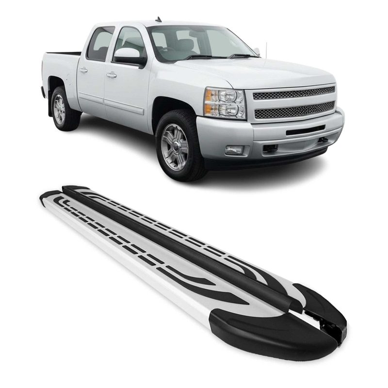 2007-2019 Chevy Silverado / GMC Sierra 1500 2500HD 3500HD CrewCab Running Boards Side Step Nerf Bars Alu Black Silver