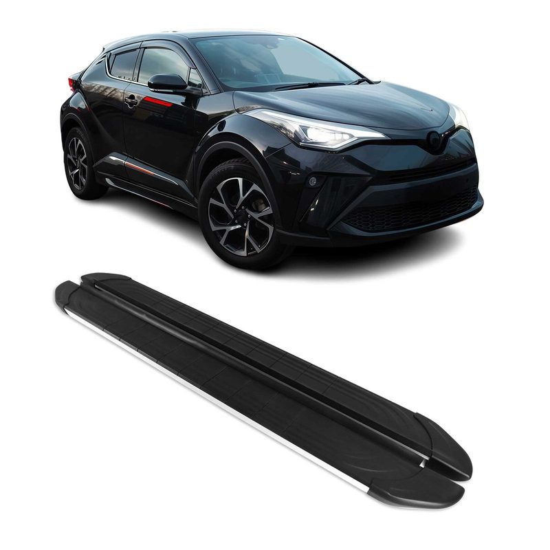 2018-2022 Toyota C-HR Running Boards Side Steps Silver & Black