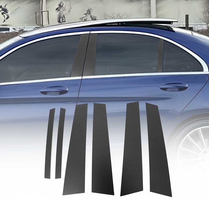 2015-2021 Mercedes C Class W205 Sedan Window B Pillar Posts Trim Stainless Steel 6x