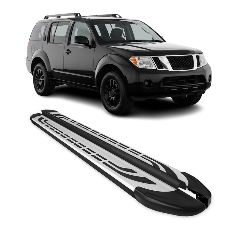 2005-2012 Nissan Pathfinder Running Boards Side Steps Silver & Black
