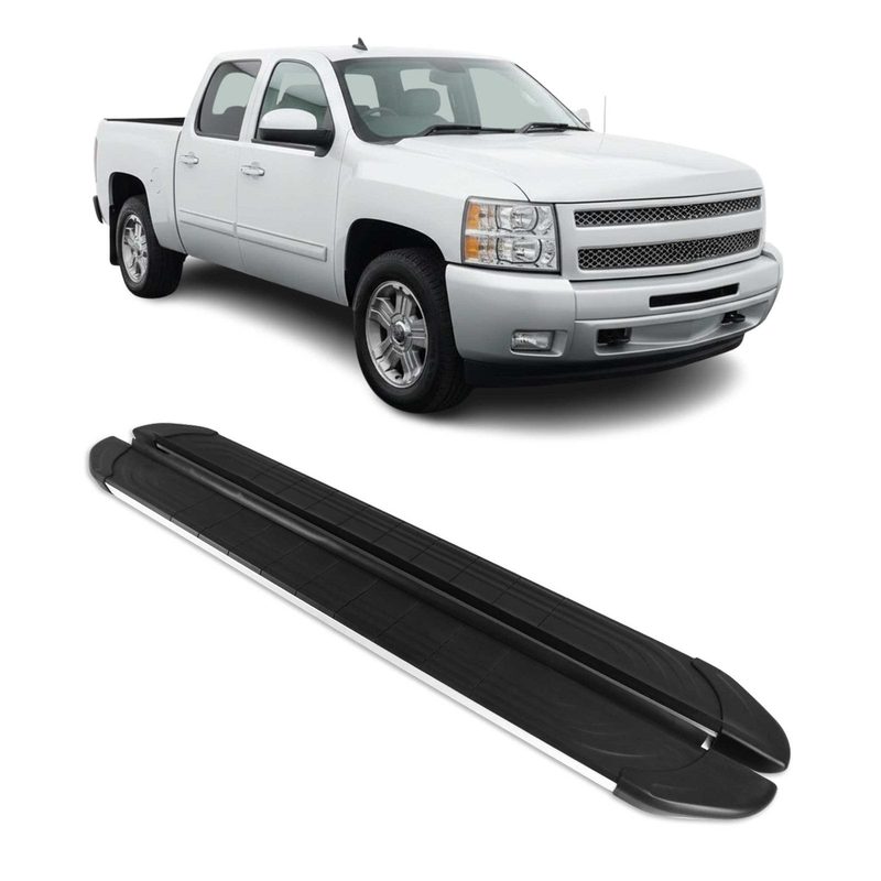 2007-2019 Chevy Silverado / GMC Sierra 1500 2500HD 3500HD CrewCab Running Boards Side Step Nerf Bars Alu Black Silver