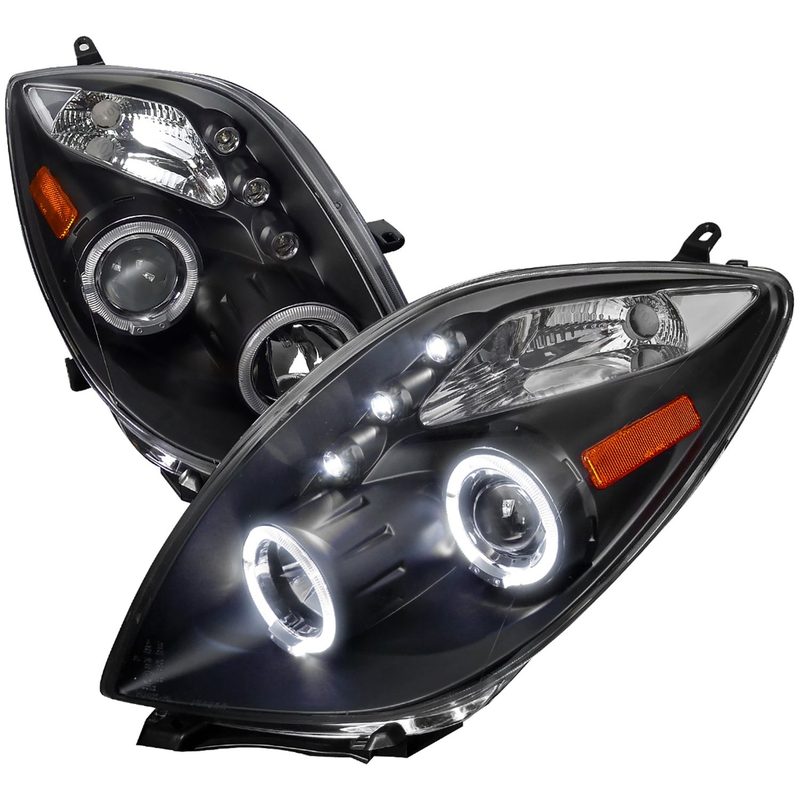 2006-2008 Toyota Yaris Dual Halo Projector Headlights Matte Black/Clear Lens