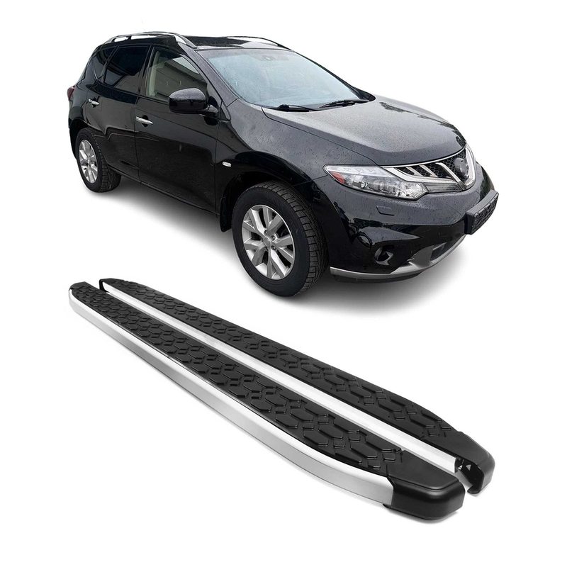 2009-2014 Nissan Murano Running Boards Side Steps Silver & Black
