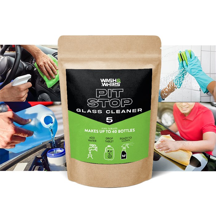 WASH&WHIPS Pit Stop Glass Cleaner / All Surface Cleaner Refill Tablets (Makes 5 Gallons)