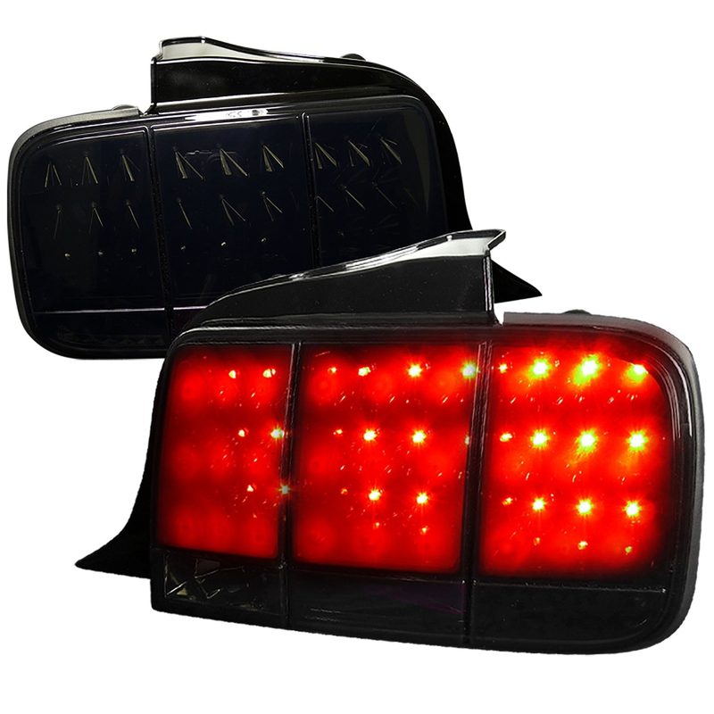 2005-2009 Ford Mustang Sequential LED Tail Lights Glossy Black/Smoke Lens