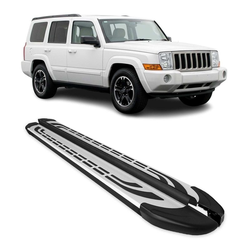 2005-2010 Jeep Commander XK / 2004-2011 Grand Cherokee WK Running Boards Side Steps Silver & Black