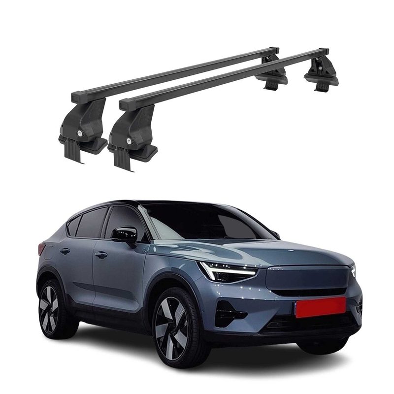 Top Roof Racks Cross Bars Carrier for Volvo C40 Recharge 2022-26 Steel Black 2x
