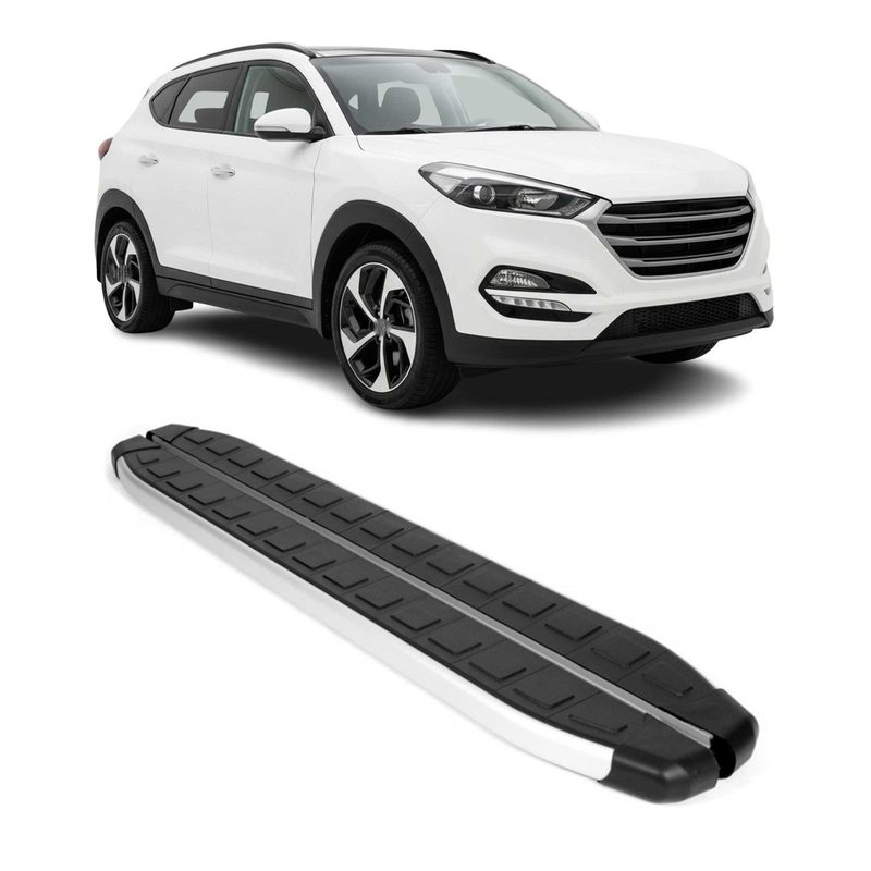 2016-2021 Hyundai Tucson Running Boards Side Steps Silver & Black