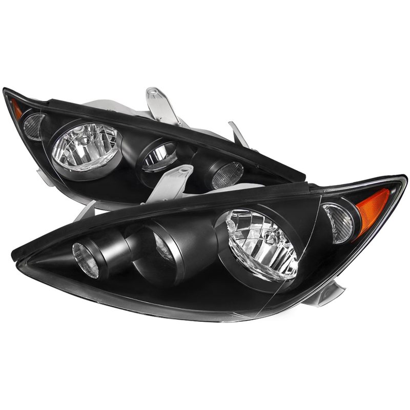 2005-2006 Toyota Camry Factory Crystal Headlights Amber Reflector Matt Black