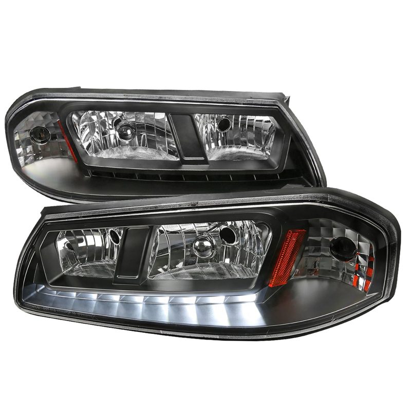 2000-2005 Chevy Impala Crystal Headlights SMD LED Light Strip Matt Black/Clear