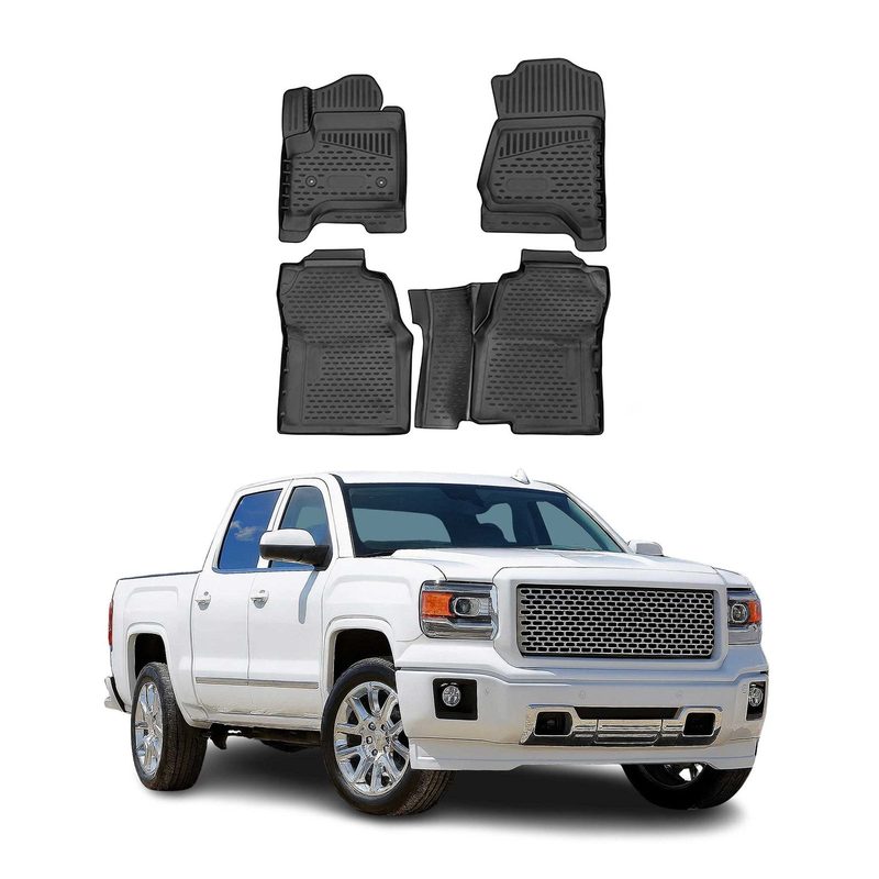 2014-2019 GMC Sierra Denali 1500/2500HD/3500HD 3gen. Crew Cab Floor Mats Liners Full Set All Weather