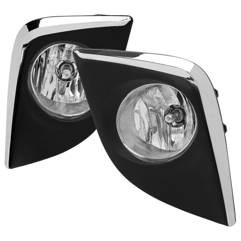 2014-2016 Toyota Corolla H16 Silver Bezel Fog Lights Kit Chrome/Clear Lens