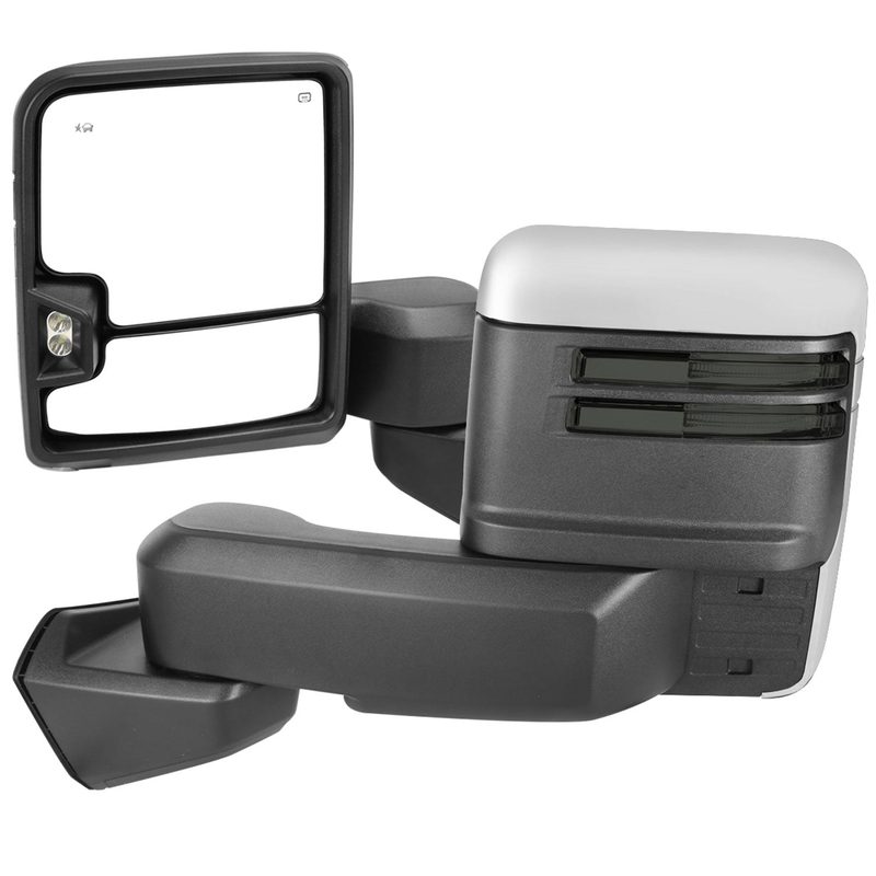 2019-2022 GMC Sierra 1500 Heated Chrome Towing Mirrors Smoke Lens Turn Signal