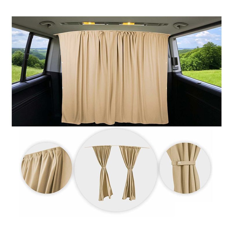 Chevrolet Express Cabin Divider Curtains Privacy Curtains Beige 2 Curtains
