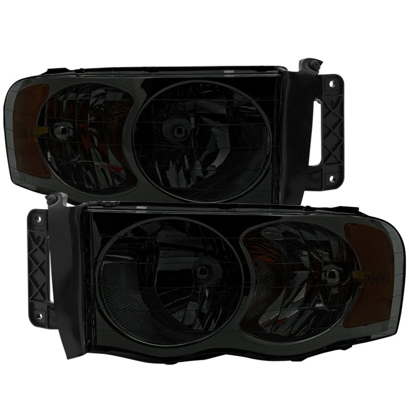 2002-2005 Dodge RAM 1500 2500 3500 Factory Headlights Chrome/Smoke