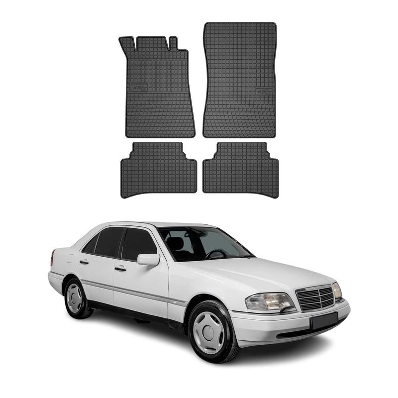1995-2000 Mercedes C Class W202 Floor Mats Liners Full Set All Weather Rubber Black