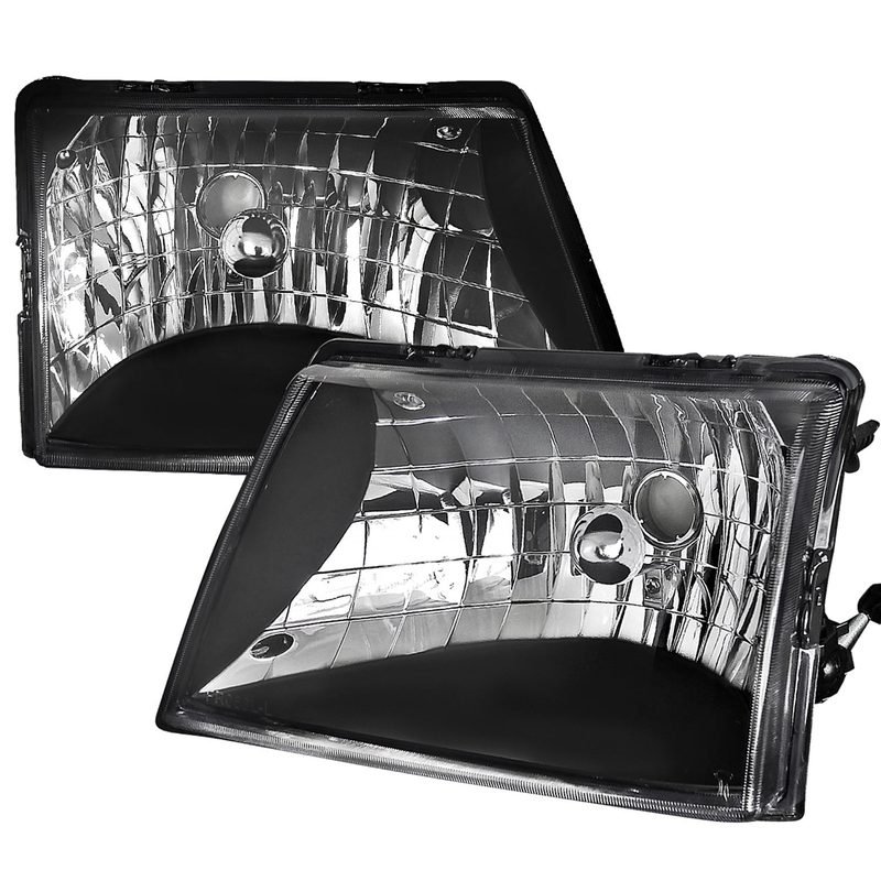1998-2000 Ford Ranger Factory Style Crystal Headlights Matte Black/Clear Lens